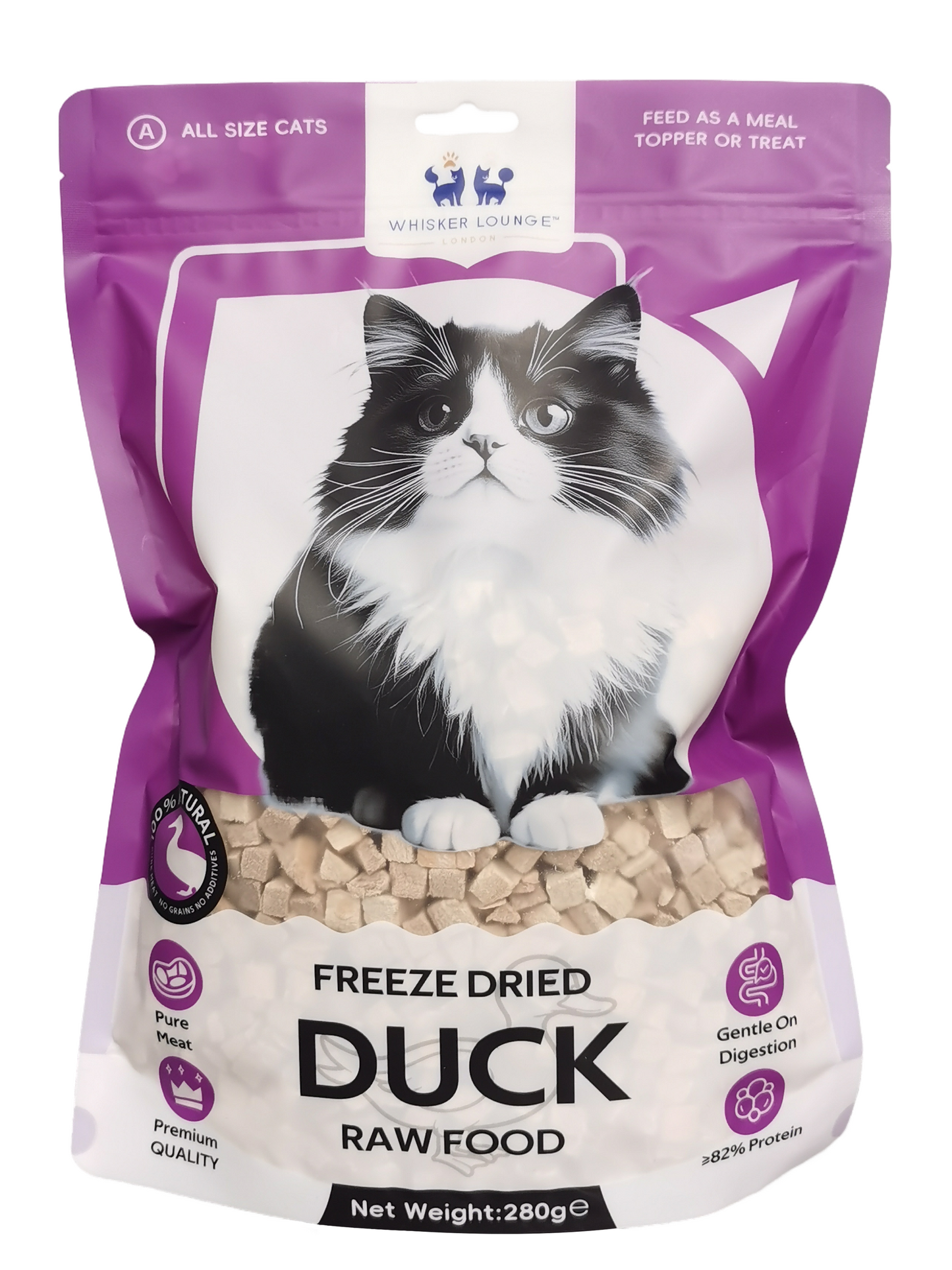 Pet cat snacks pet freeze-dried, 280g large package, chicken and duck flavors, suitable for cats of all ages